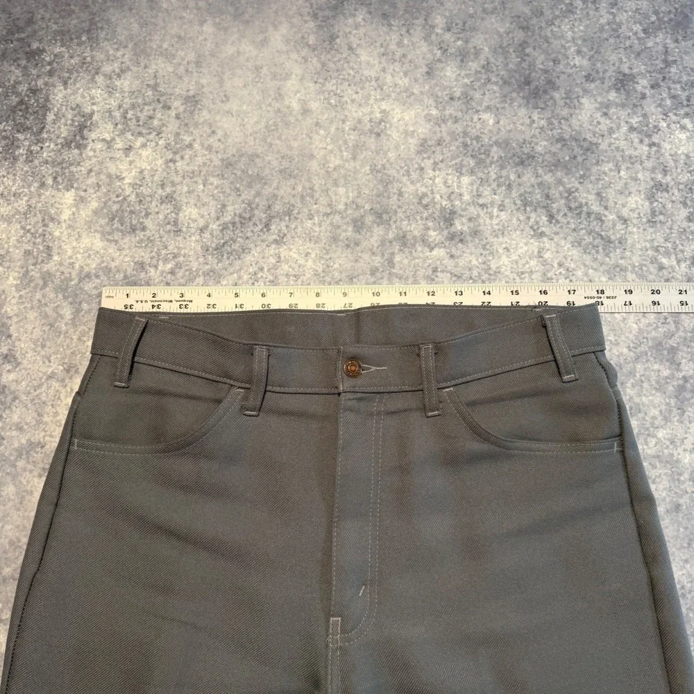 Vintage Levis 517 Action Slacks Mens 36x32 Gray Bootcut Dacron Polyester Pants